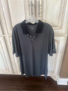 Walter Hagen Black and Gray Striped Polo